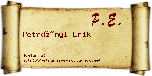 Petrányi Erik névjegykártya
